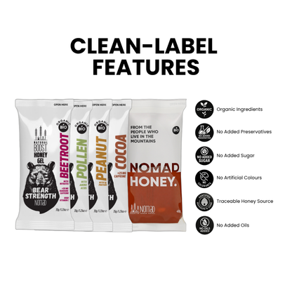 Nomad Honey Energy Gel Starter Kit — 5-Gel Trial Pack (4+1), Find Your Endurance Fuel Flavour